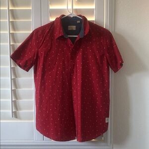 Red Casual Button Down Shirt